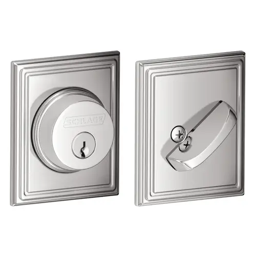 Grade 1 Single Cylinder Deadbolt, Century Trim, Conventional Cylinder, Triple Option Latch, Round Corner Strike with Reinforcer, Keyed Different, Bright Chrome Bright Chrome