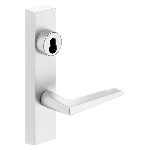 Grade 1 Exit Device Trim, Classroom Function, Freewheeling Trim, Key Outside Unlocks/Locks Trim, For Surface Vertical Rod and Mortise (8700, 8900 Series) Devices, Sargent LFIC Less Core, F Lever, RHR, White Suede Powder Coat White Suede Powder Coat