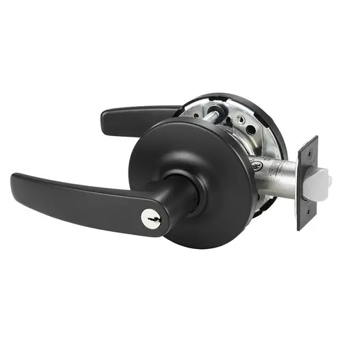 Grade 1 Entrance or Office Cylindrical Lock, B Lever, Conventional Cylinder, Black Suede Powder Coat Finish, Not Handed Black Suede Powder Coat