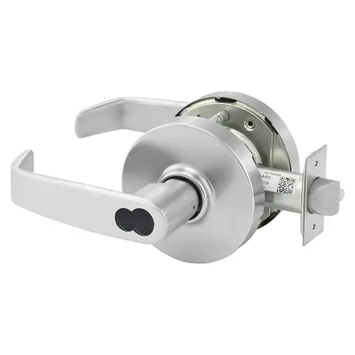 Utility Asylum Cylindrical Lock Grade 1 with L Lever with Medeco and Schlage Large Format IC Prep and L Rose and ASA Strike Less Core Satin Chrome Finish