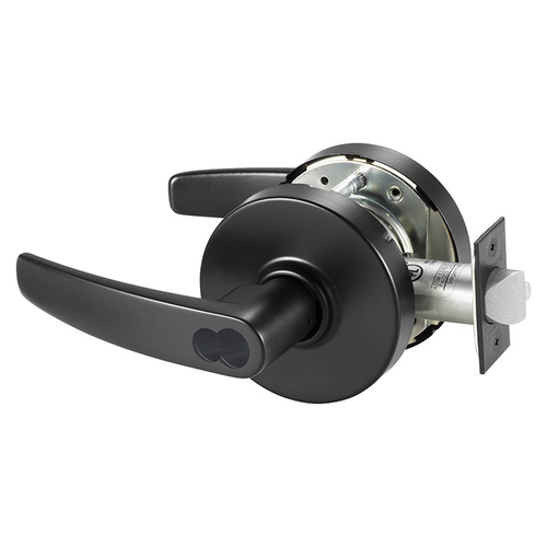 Classroom (F84) Cylindrical Lever Lock Grade 1 with B Lever and L Rose with Schlage Large Format IC Prep Less Core and ASA Strike Black Suede Powder Coat Finish