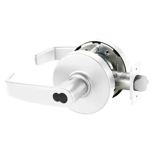 Grade 1 Entrance or Office Cylindrical Lock, L Lever, LFIC Prep Disposable Core, White Suede Powder Coat Finish, Not Handed White Suede Powder Coat