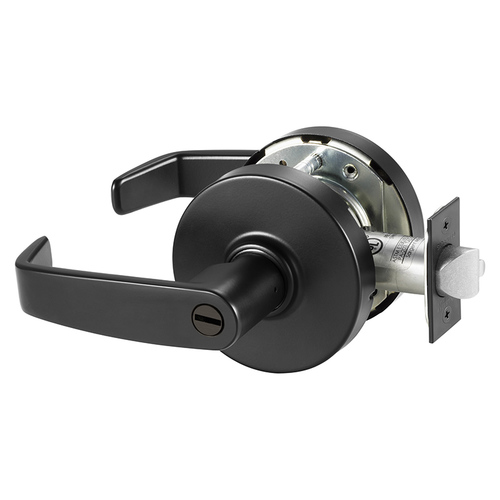 10X-Line Privacy L Lever, 2-3/4" Backset, ANSI Strike, Grade 1, BSP Black Suede Powder Coat