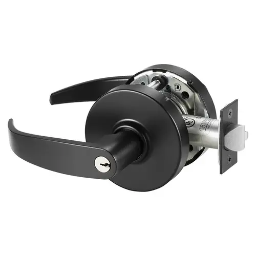 Grade 1 Communicating Cylindrical Lock, P Lever, Conventional Cylinder, Black Suede Powder Coat Finish, Not Handed Black Suede Powder Coat