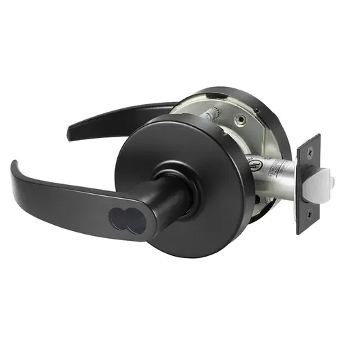 Entrance or Office (F82A) Cylindrical Lever Lock Grade 1 with P Lever and L Rose with Schlage Large Format IC Prep Less Core and ASA Strike Black Suede Powder Coat Finish