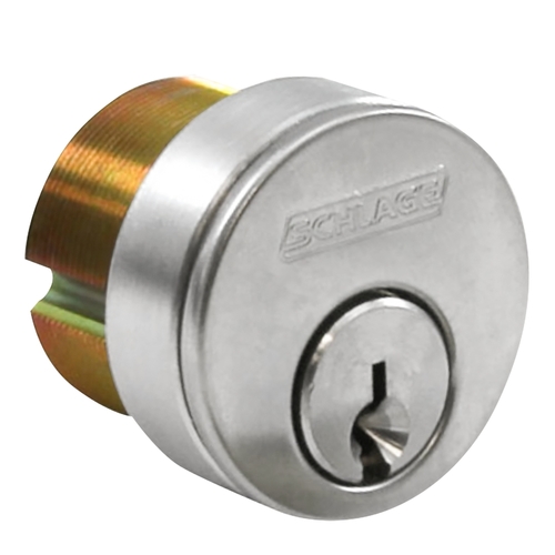 1-1/4 In. Mortise Cylinder, 6-Pin, S234 Keyway, Keyed Different, Adams Rite Cam, 2 Keys, 3/8 In. Blocking Ring, Satin Chrome Finish