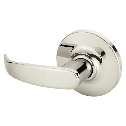 Grade 1 Single Lever Pull Cylindrical Lock, P Lever, Non-Keyed, Bright Nickel Plated Clear Coated Finish, Not Handed Bright Nickel Plated Clear Coated