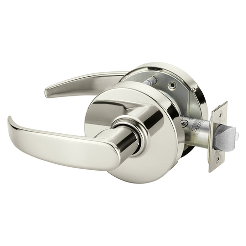 Grade 1 Exit Cylindrical Lock, P Lever, Non-Keyed, Bright Nickel Plated Clear Coated Finish, Not Handed Bright Nickel Plated Clear Coated