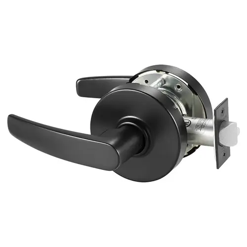 Grade 1 Exit Cylindrical Lock, B Lever, Non-Keyed, Black Suede Powder Coat Finish, Not Handed Black Suede Powder Coat