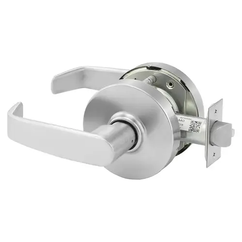 Grade 1 Passage Cylindrical Lock, L Lever, Non-Keyed, Satin Chrome Finish, Not Handed Satin Chrome