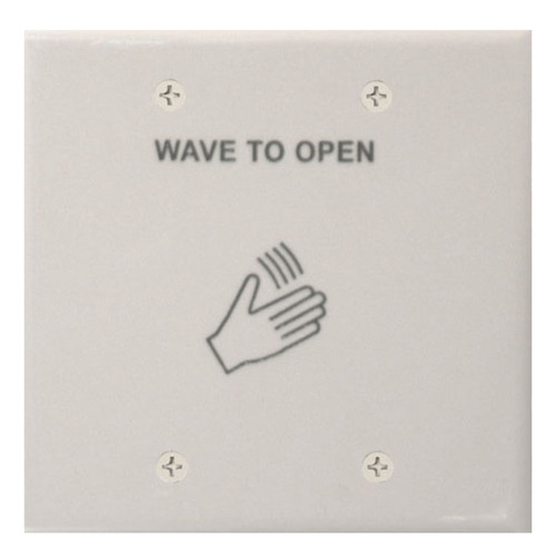 Microwave Motion Switch, Single and Double Gang Plates, Text & Wave Logo, Adjustable 4 to 24 in, 12-24 VAC/DC, White Applied