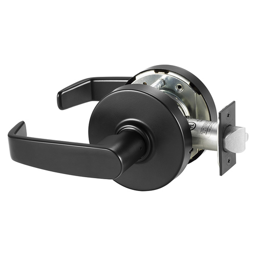 Grade 1 Passage Cylindrical Lock, L Lever, Non-Keyed, Black Suede Powder Coat Finish, Not Handed Black Suede Powder Coat