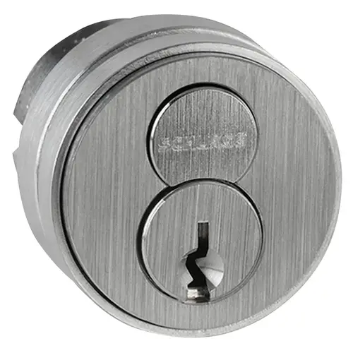 1-1/2 In. FSIC Mortise Cylinder, 6-pin, C134 Keyway, 1 Bitted, Straight Cam, Compression Ring, Spring, 3/8 In. Blocking Ring, 2 Keys, Satin Chrome Finish, Non-handed Satin Chrome