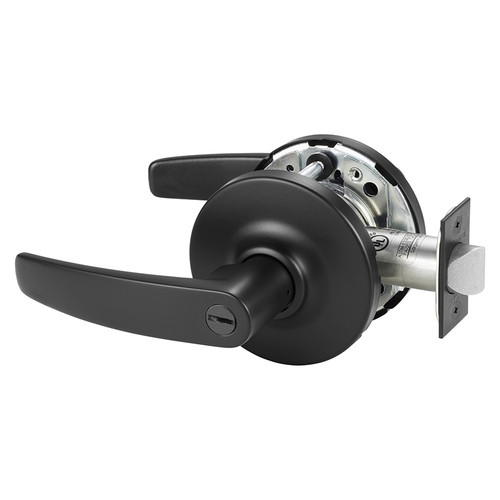 Grade 1 Privacy Bathroom Cylindrical Lock, B Lever, Non-Keyed, Black Suede Powder Coat Finish, Not Handed Black Suede Powder Coat