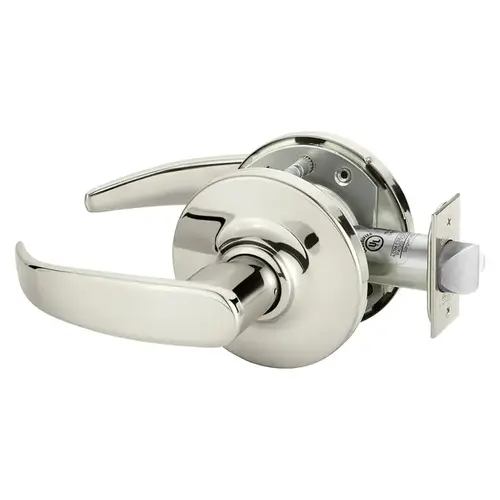 Grade 1 Exit Cylindrical Lock, P Lever, Non-Keyed, Bright Nickel Plated Clear Coated Finish, Not Handed Bright Nickel Plated Clear Coated