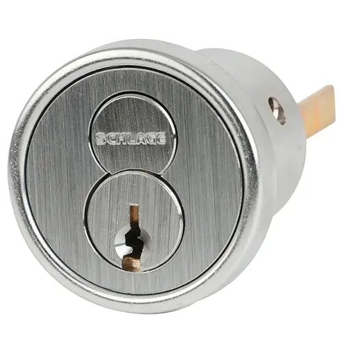 Conventional Rim Cylinder CE Keyway with Convertible Tailpiece Satin Chrome Finish