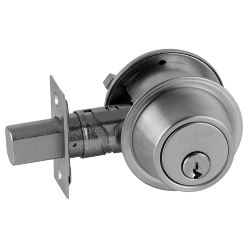 D200 Series Single Cylinder Deadbolt Less Cylinder 30253 Latch 10094 Strike Satin Chrome Finish