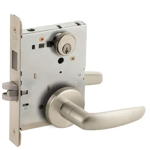 Mortise Lock Satin Nickel Plated Clear Coated