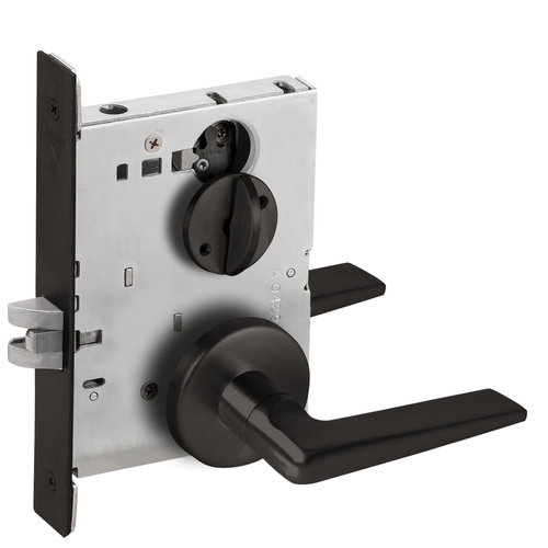 Bed / Bath Privacy Mortise Lock with 05 Lever and B Rose Matte Black Finish