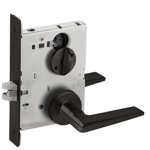 Bed / Bath Privacy Mortise Lock with 05 Lever and A Rose Matte Black Finish