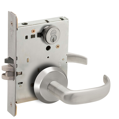 Entry / Office Mortise Lock with Large Format IC Core with 17 Lever and C Rose Satin Chrome Finish