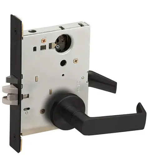 Entry / Office Mortise Lock Less Cylinder with 06 Lever and A Rose Matte Black Finish