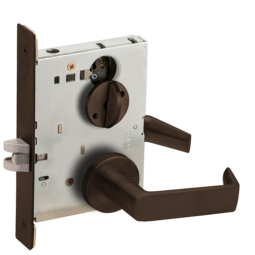 Privacy with Coin Turn Mortise Lock with 06 Lever and A Rose Oil Rubbed Bronze Finish