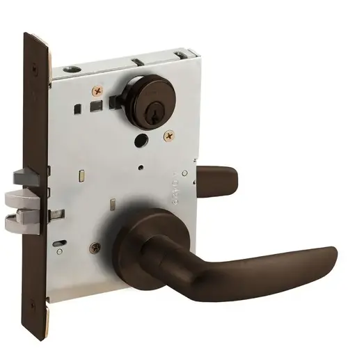 Entry / Office Mortise Lock C Keyway with 07 Lever and A Rose Aged Bronze Finish