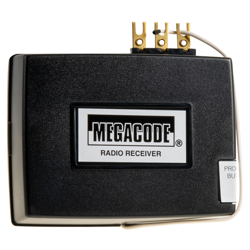 1-Channel Receiver, Actiavtes one Device, Wire Lead Antenna, Mounting Bracket Supplied, 1,000,000+ Codes MegaCode Format, 24 VAC/DC Power, 318 MHz RF Frequency