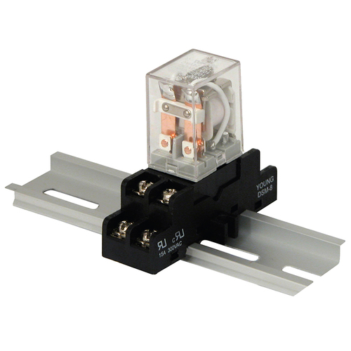 Relay and Base Module, 24VAC Operation at 45mA Draw, 10A/220VAC or 28VDC DPDT Contact Rating