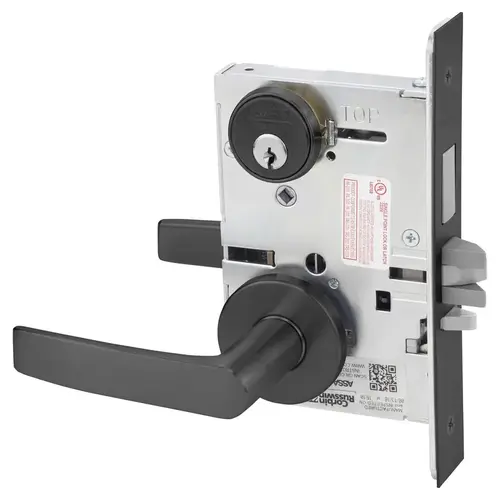 ML2075 Mortise Security Entrance or Office Lever Lockset Black Suede Powder Coat