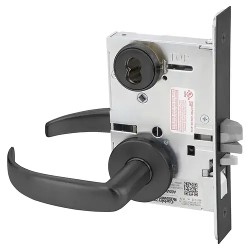 KIT - Entry or Office Mortise Lock with Toggle, Princeton Lever with A Rose Trim, LFIC 6-Pin Large Format Interchangeable Core Mortise Housing, A01 Clover Cam, Less IC Core, Handing is Field Reversible, ANSI Strike SS118, 622/US19/BSP Black Suede Powder Coat