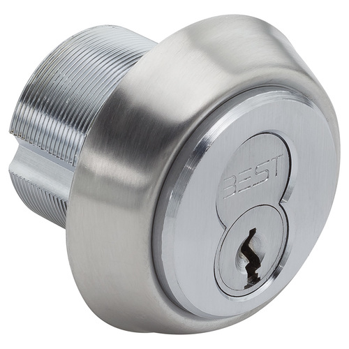 7 Pin Standard Mortise Cylinder 1-3/8" Corbin Russwin Cam with Ring Satin Chrome Finish