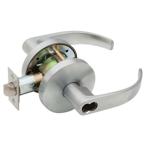 Grade 2 Quantum Classroom Door Lever Set with Small Format Interchangeable Core from the W Collection Satin Chrome