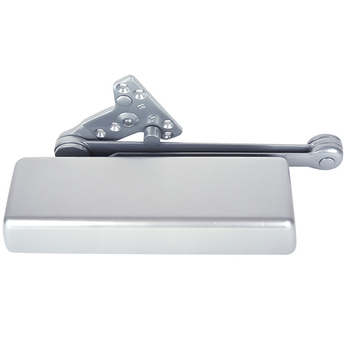 4110 Series Size 6 Sprayed Aluminum Grade 1 Surface Door Closer, Stop Arm, Left Hand