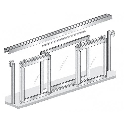 48" W x 48" H Horizontal Sliding Fawn Model Pass-Thru Assembly With D7 Header Satin Anodized - No Glass or Screen