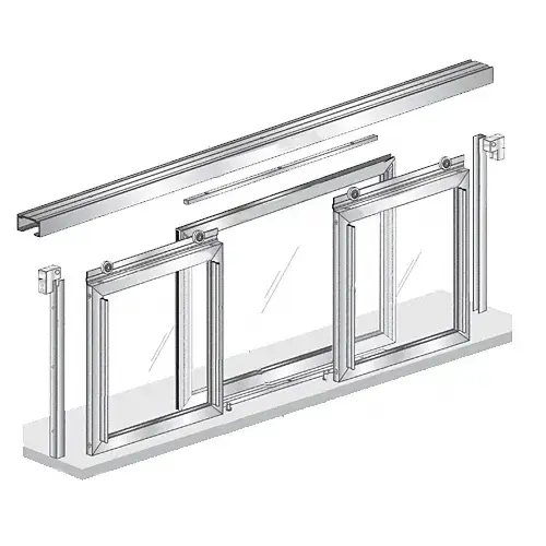 72" W x 36" H Horizontal Sliding Fawn Model Pass-Thru Assembly With D7 Header Satin Anodized - No Glass or Screen