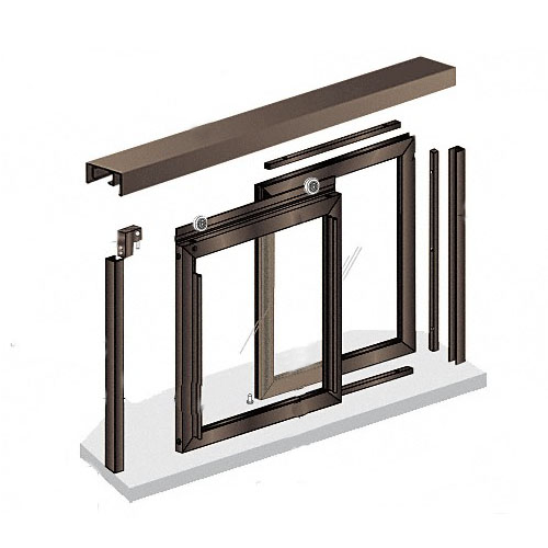 24" W x 36" H Horizontal Sliding Florence Model Pass-Thru Assembly With D1670 Header Duranodic Bronze - No Glass or Screen