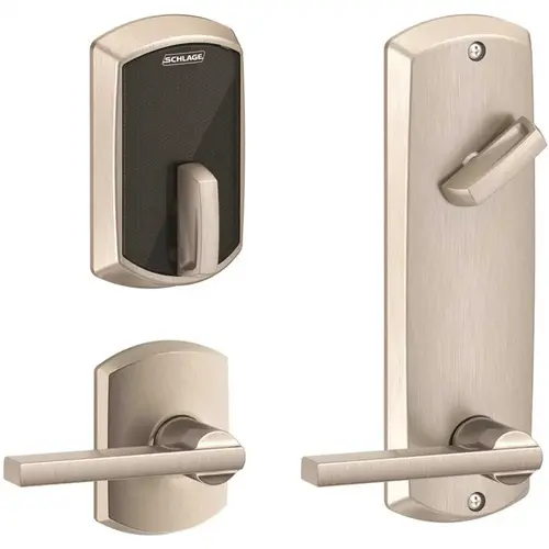 FE Satin Nickel Control Smart Interconnected 1-Sided Keyless Deadbolt with Latitude Lever and Greenwich Trim