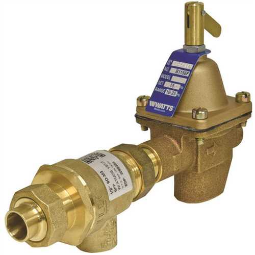 Watts 0386462 1/2 in. Bronze Combination Fill Valve and Backflow Preventer, Union Solder Inlet x Threaded Outlet Connections