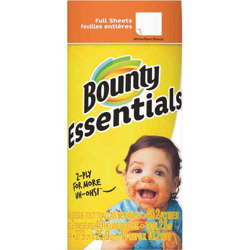 BOUNTY 003700074657 Essentials White Paper Towel Roll (1 Regular Roll) - pack of 30