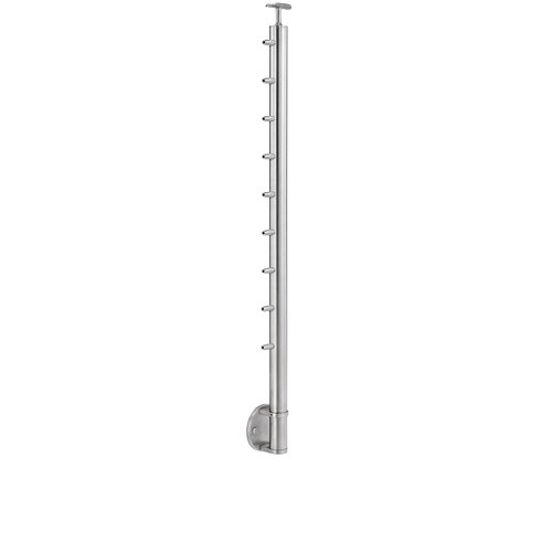 Lavi CT/4S/EN/36/FR/FM Cable Railing Posts - Prefabricated, Ready-to-Install 1/8" 1.67" Round Tubing Fixed Saddle Facia Mount 36" Standard End 1.67" 316-Grade Satin Stainless Steel