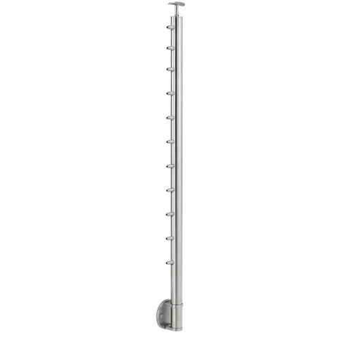 Lavi CT/4S/EN/42/FR/FM Cable Railing Posts - Prefabricated, Ready-to-Install 1/8" 1.67" Round Tubing Fixed Saddle Facia Mount 42" Guardrail End 1.67" 316-Grade Satin Stainless Steel