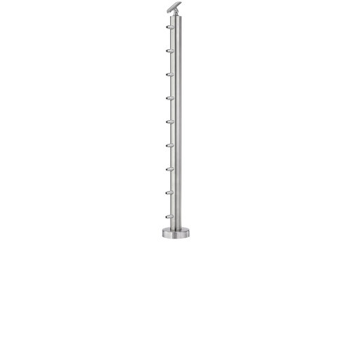 Lavi CT/4S/EN/36/AR/FL Cable Railing Posts - Prefabricated, Ready-to-Install 1/8" 1.67" Round Tubing Adjustable Saddle Floor Mount 36" Standard End 1.67" 316-Grade Satin Stainless Steel