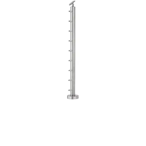 Lavi CT/4S/EN/36/AR/FL Cable Railing Posts - Prefabricated, Ready-to-Install 1/8" 1.67" Round Tubing Adjustable Saddle Floor Mount 36" Standard End 1.67" 316-Grade Satin Stainless Steel