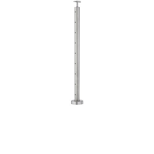 Cable Railing Posts - Prefabricated, Ready-to-Install 1/8" 1.67" Round Tubing Fixed Saddle Floor Mount 36" Standard Center 1.67" 316-Grade Satin Stainless Steel