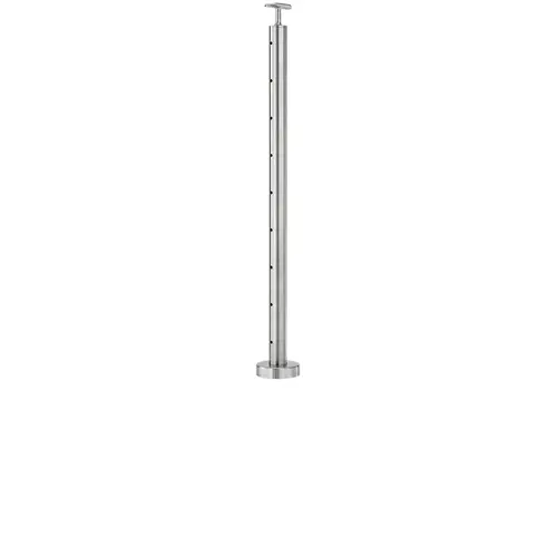 Lavi CT/4S/CN/36/FR/FL Cable Railing Posts - Prefabricated, Ready-to-Install 1/8" 1.67" Round Tubing Fixed Saddle Floor Mount 36" Standard Center 1.67" 316-Grade Satin Stainless Steel