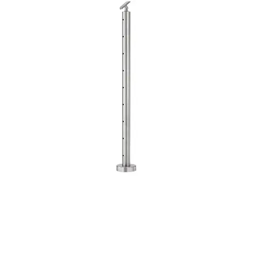 Lavi CT/4S/CN/36/AR/FL Cable Railing Posts - Prefabricated, Ready-to-Install 1/8" 1.67" Round Tubing Adjustable Saddle Floor Mount 36" Standard Center 1.67" 316-Grade Satin Stainless Steel