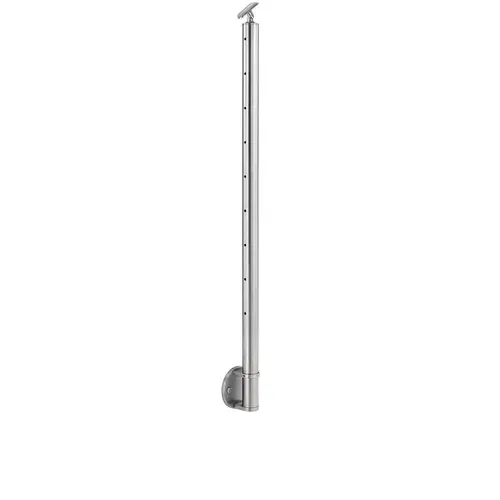 Lavi CT/4S/CN/36/AR/FM Cable Railing Posts - Prefabricated, Ready-to-Install 1/8" 1.67" Round Tubing Adjustable Saddle Facia Mount 36" Standard Center 1.67" 316-Grade Satin Stainless Steel