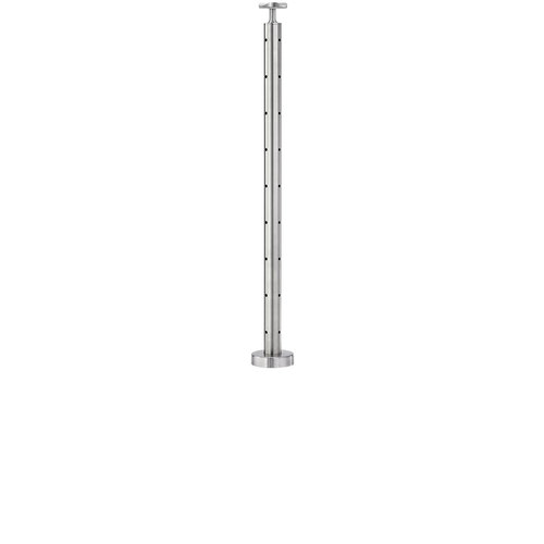 Cable Railing Posts - Prefabricated, Ready-to-Install 1/8" 1.67" Round Tubing Fixed Saddle Floor Mount 36" Standard Corner 1.67" 316-Grade Satin Stainless Steel
